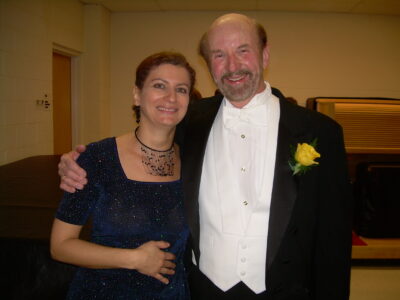 With Maestro Carlton Woods after the performance of Liszt's Piano Concerto No. 1 with the CMU Symphony Orchestra, 2007